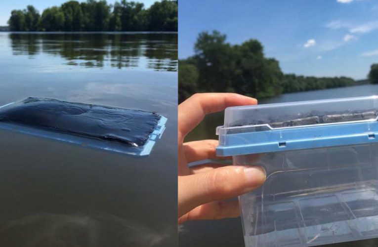 Spongey Filter Releases Purified Lake Water When Set in the Sun